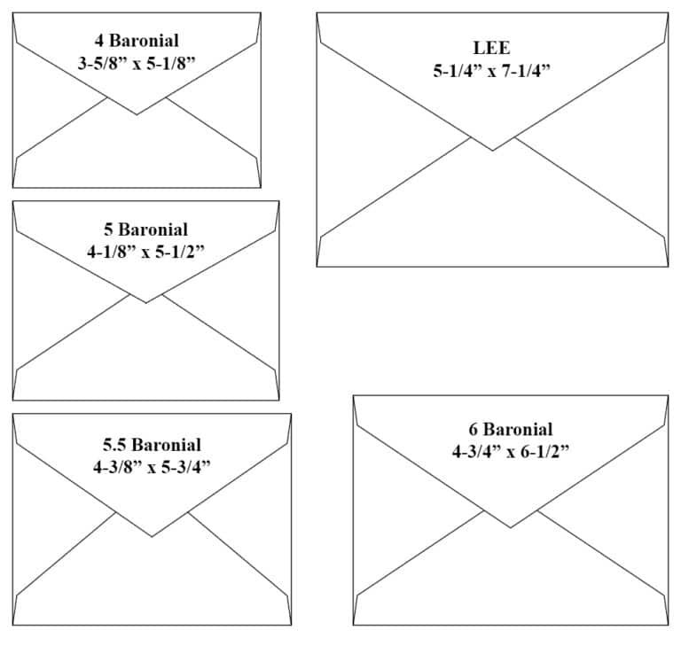 US Envelope Sizes Commercial, Announcement & Catalog Sizes
