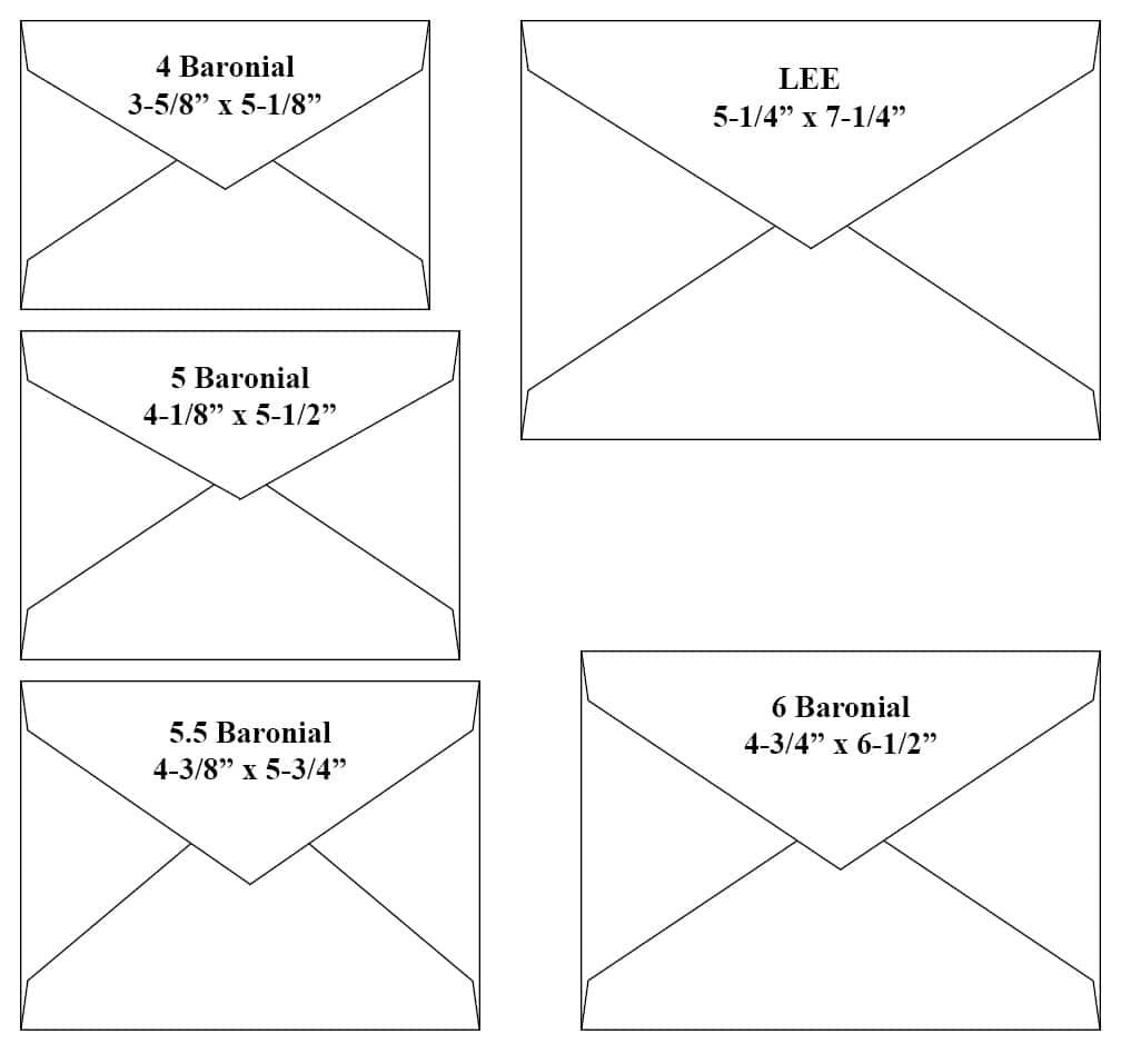 US Envelope Sizes Commercial Announcement Catalog Sizes