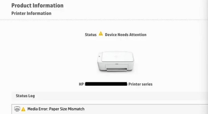 media error paper size mismatch