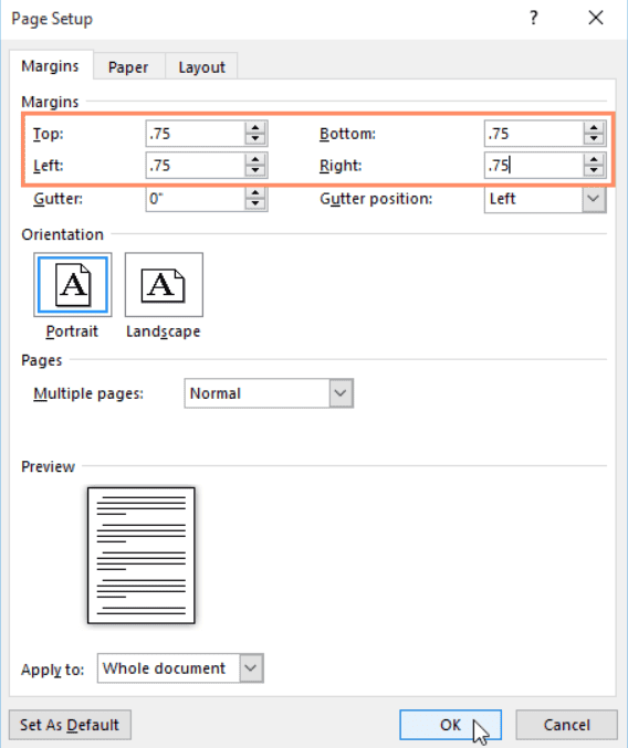 Legal Paper Margin Size