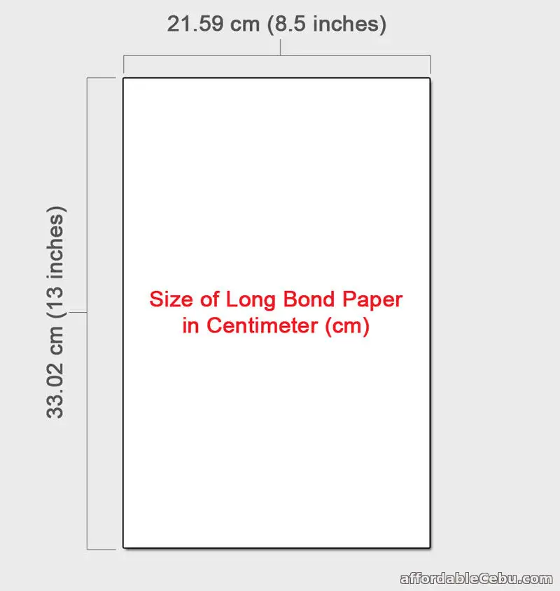 Long Bond Paper Size Width And Height