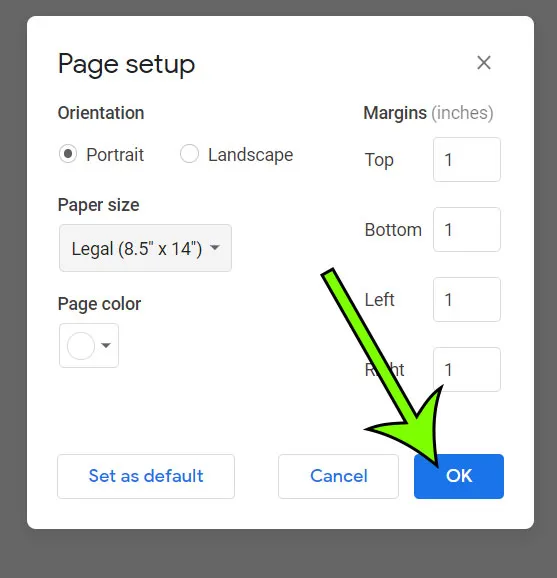 how to change paper size google docs step 5